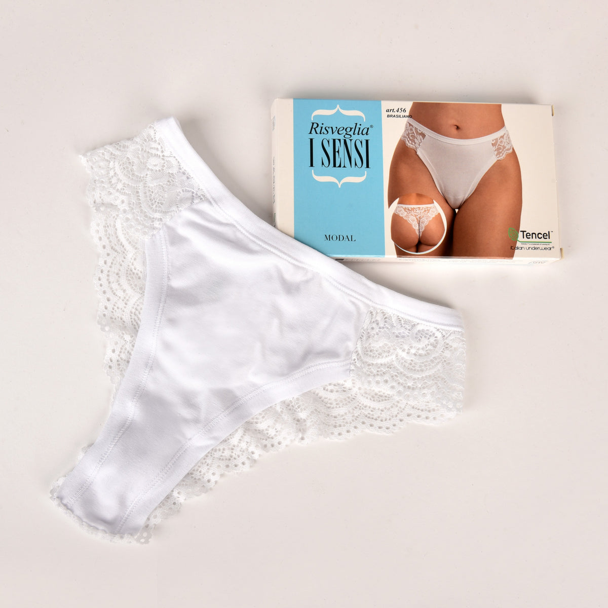 Slip brasiliana Risveglia i sensi 456 cotone modal e pizzo 6 pz