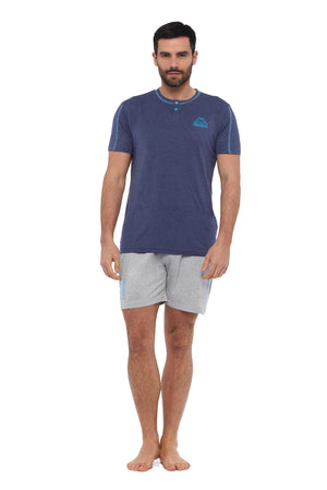 Pigiama uomo corto Kappa KMS23729 celeste cotone Jeans melange