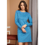Camicia da notte Karelpiù SE3402 caldo cotone pois e pizzo azzurro