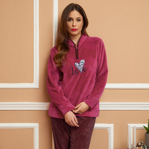 Pigiama donna invernale coral "love" bordeaux Karelpiù SE3460