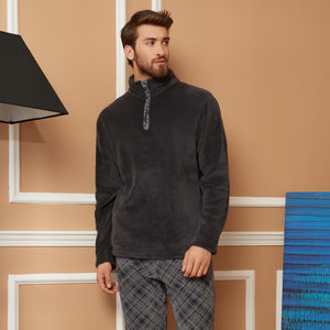 Pigiama uomo in coral invernale antracite quadroni Karelpiù 3483