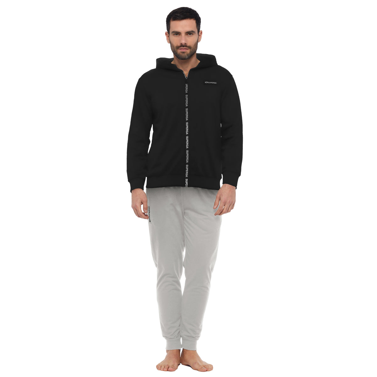 Tuta uomo cotone Superga full zip SMS23104 nero grigio