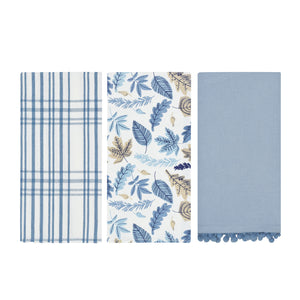 Set da 3 strofinacci Preziosa Calisè W01 A celeste cotone