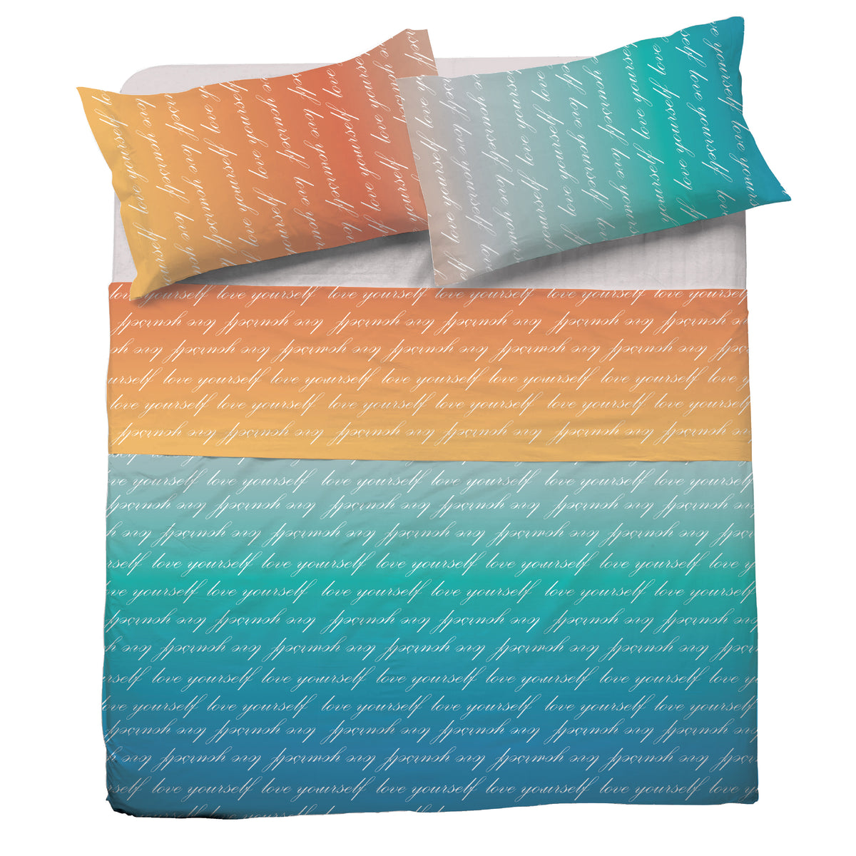 Completo letto Pompea Lettere lenzuola sopra sotto con angoli federa multicolore