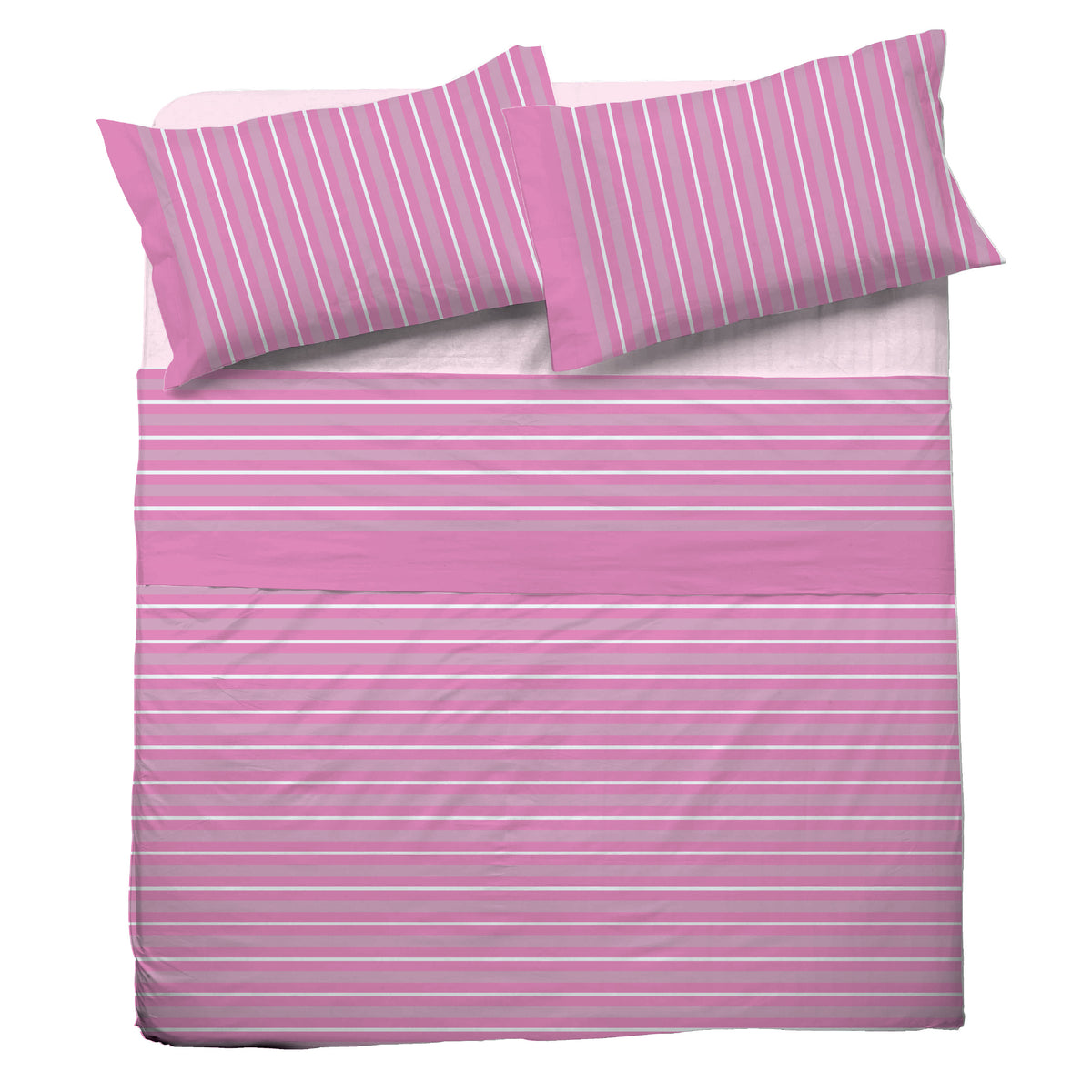 Completo letto Pompea Tidy lenzuola sopra sotto con angoli federa rosa