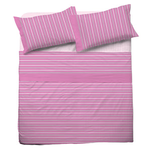 Completo letto Pompea Tidy lenzuola sopra sotto con angoli federa rosa
