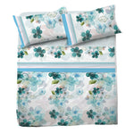 Completo letto Pompea Freedom lenzuola sopra sotto con angoli federa azzurro
