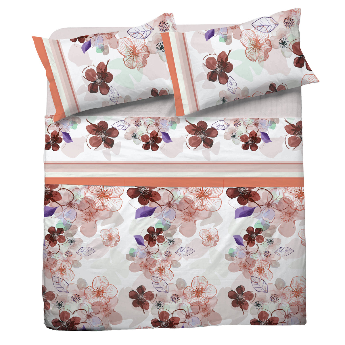 Completo letto Pompea Freedom lenzuola sopra sotto con angoli federa