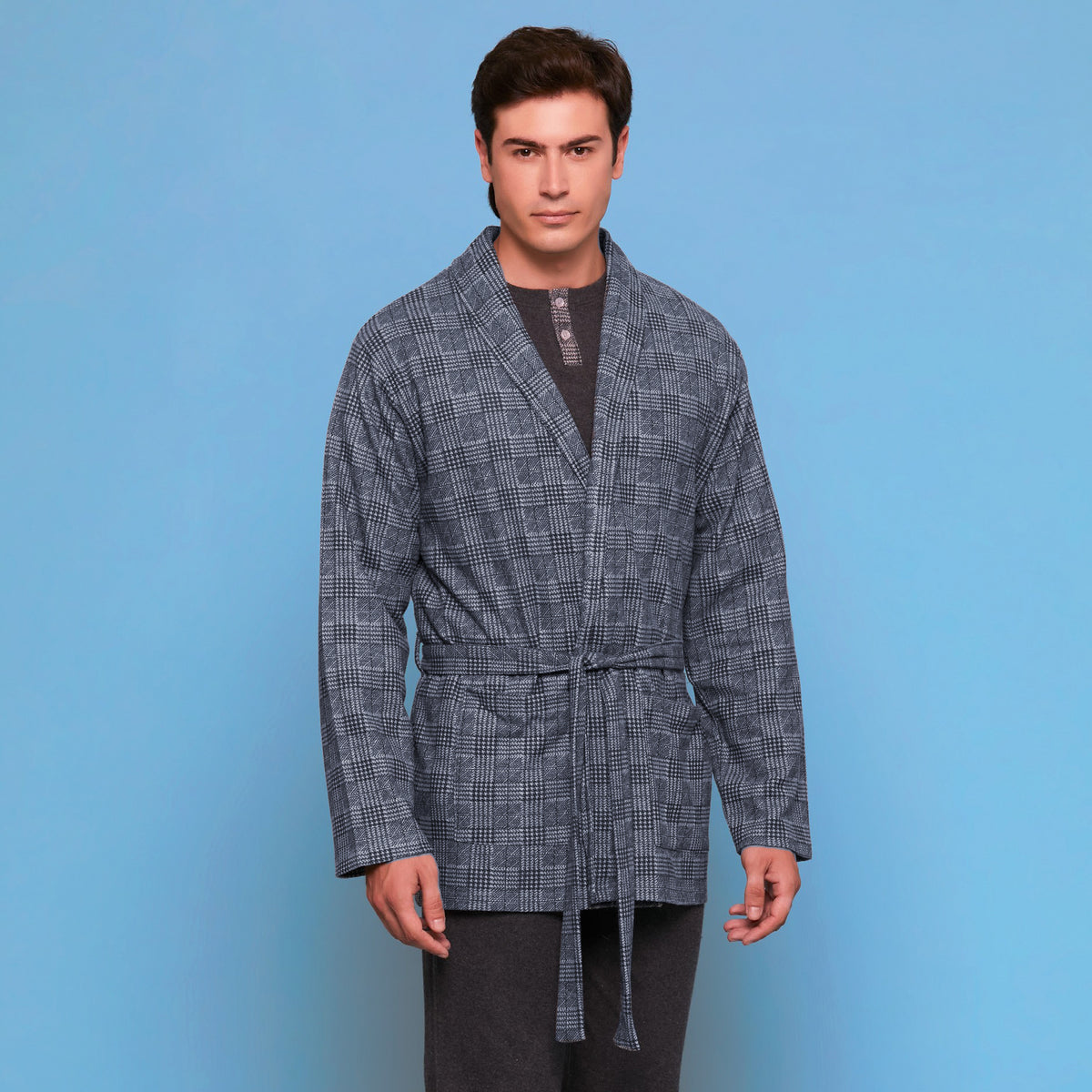 Vestaglia uomo principe di galles punto milano Cippi 4882 navy
