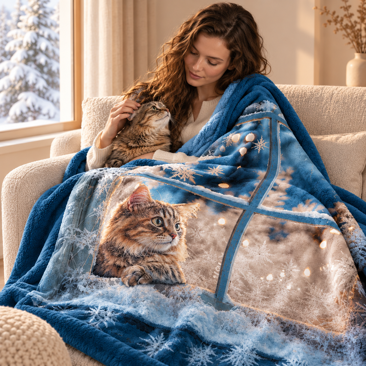 Coperta con stampa digitale gattini e sherpa Zambaiti coccola