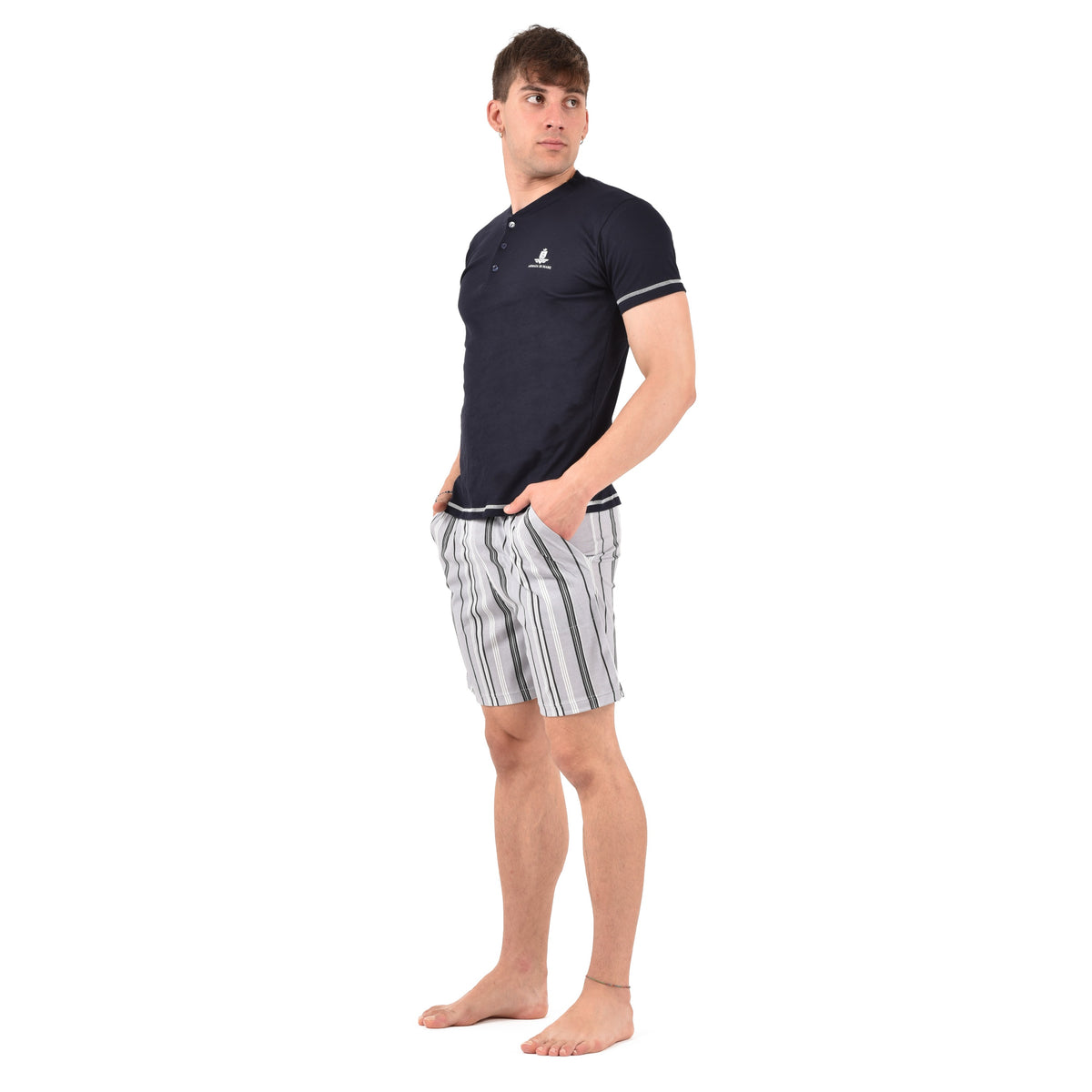Pigiama estivo serafino uomo pantaloncino a righe Armata di Mare GT 2235
