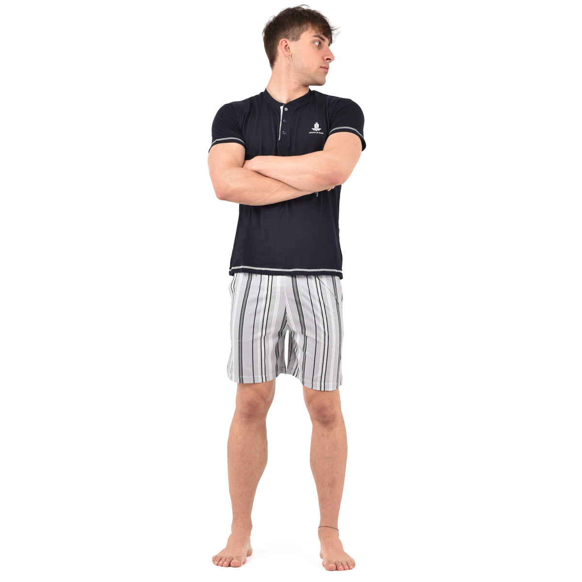 Pigiama estivo serafino uomo pantaloncino a righe Armata di Mare GT 2235