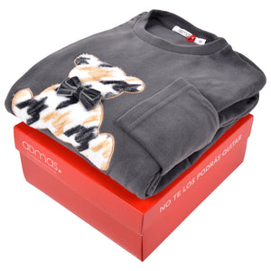 Pigiama donna invernale Admas 56222 caldo pile grigio
