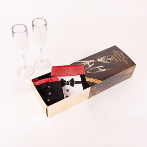 Boxer uomo + Tanga donna + 2 flute - intimo regalo natale capodanno