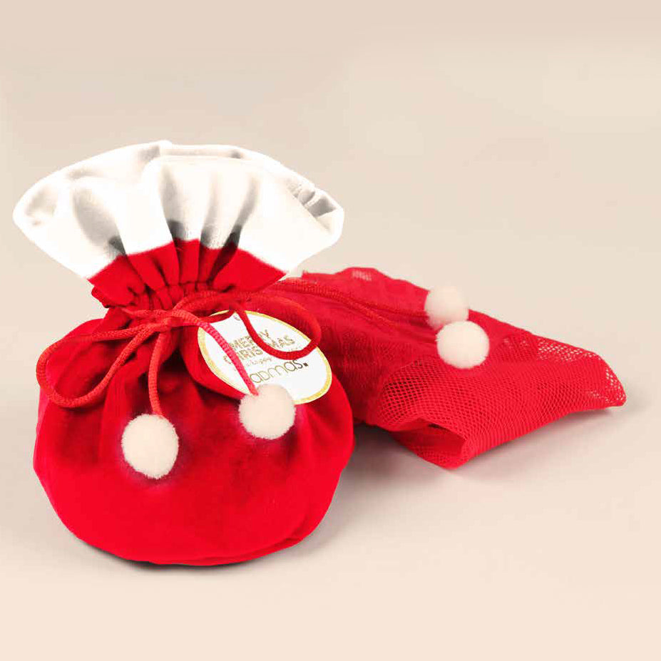 Sexy perizoma natale capodanno intimo rosso pon pon donna Admas