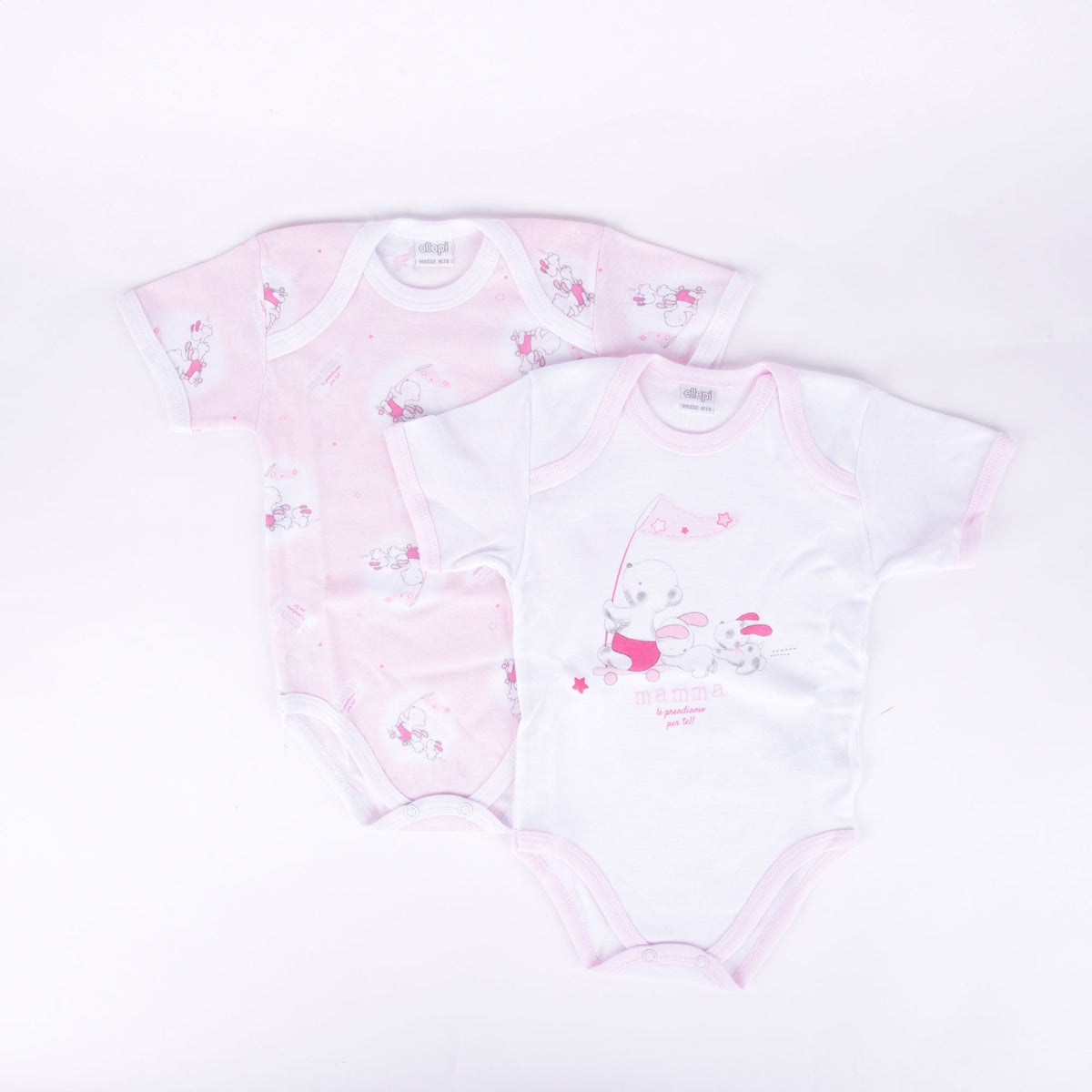 Body neonato Ellepi AF5212 fantasia manica corta cotone 2 pz