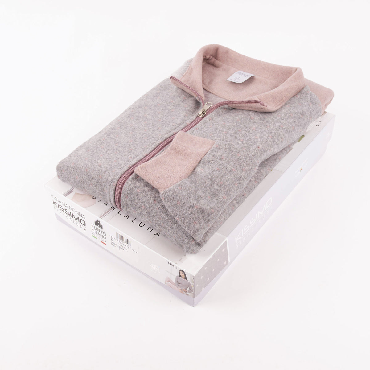 Pigiama donna giacca Biancaluna punto milano D2536 cipria