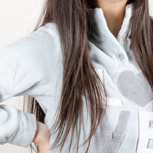 Pigiama donna caldissimo coral fleece Biancaluna Kissimo 33010 grigio