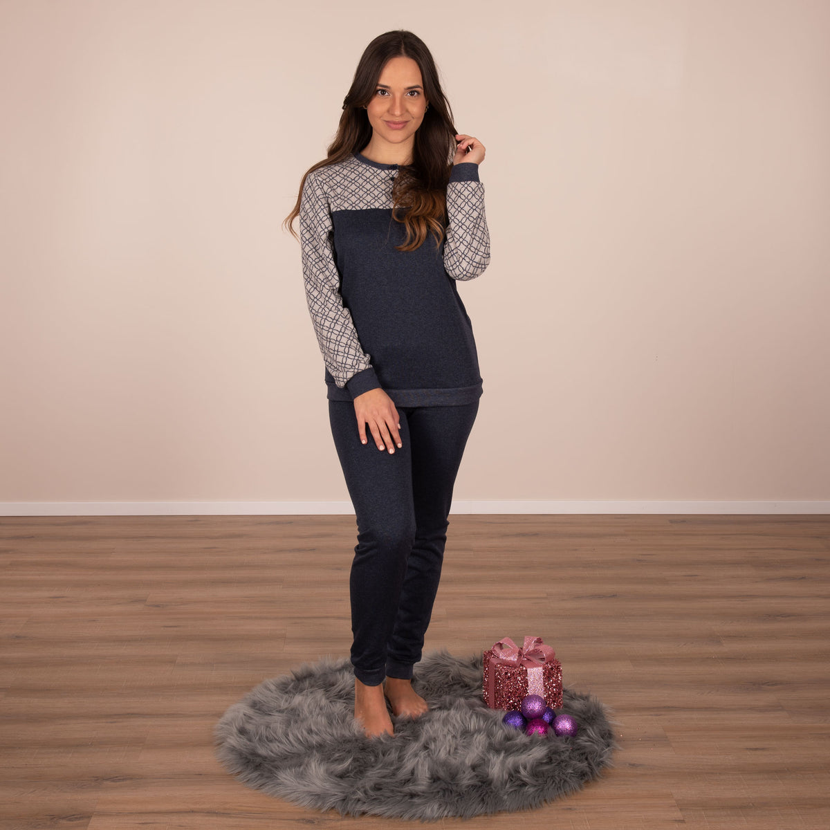 Pigiama donna Ambro AID654.21 punto milano blu melange