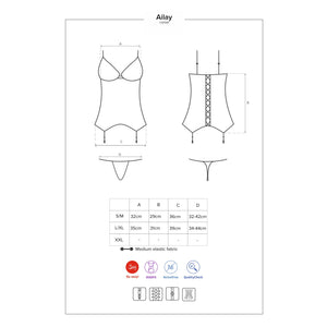 Sexy corsetto reggicalze + perizoma Obsessive ailay corset e thong