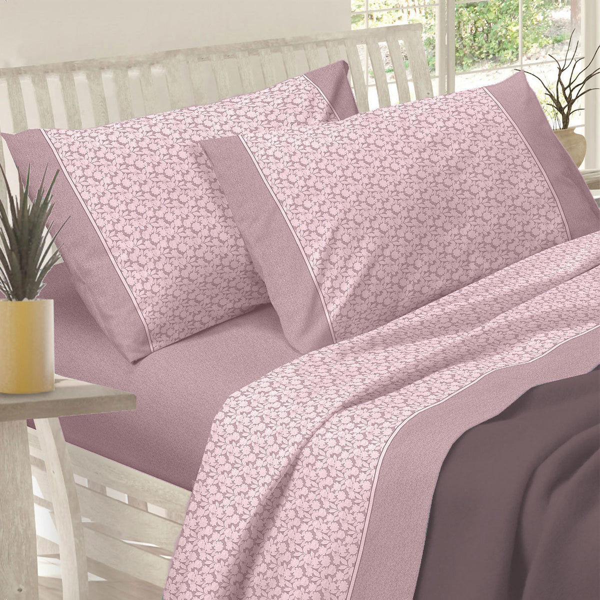 Completo Lenzuola matrimoniale 2 piazze cotone Preziosa alba 30 rosa antico