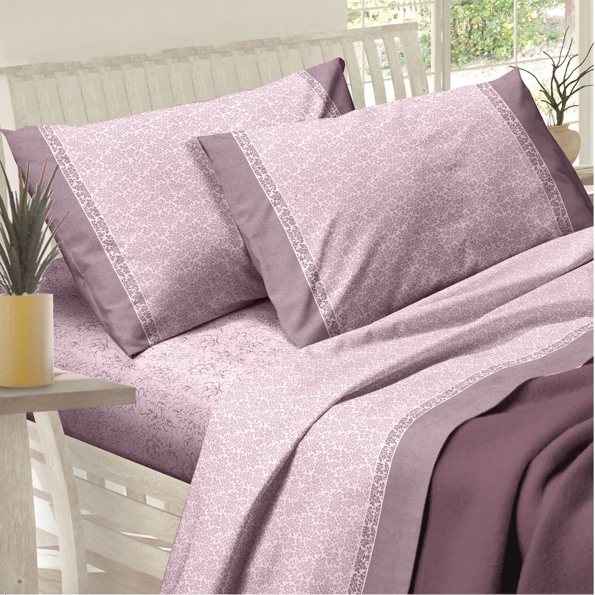 Lenzuola letto matrimoniale 2 piazze Preziosa Alba 33 cotone rosa