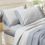 Completo Lenzuola matrimoniale 2 piazze cotone Preziosa alba 42 azzurro