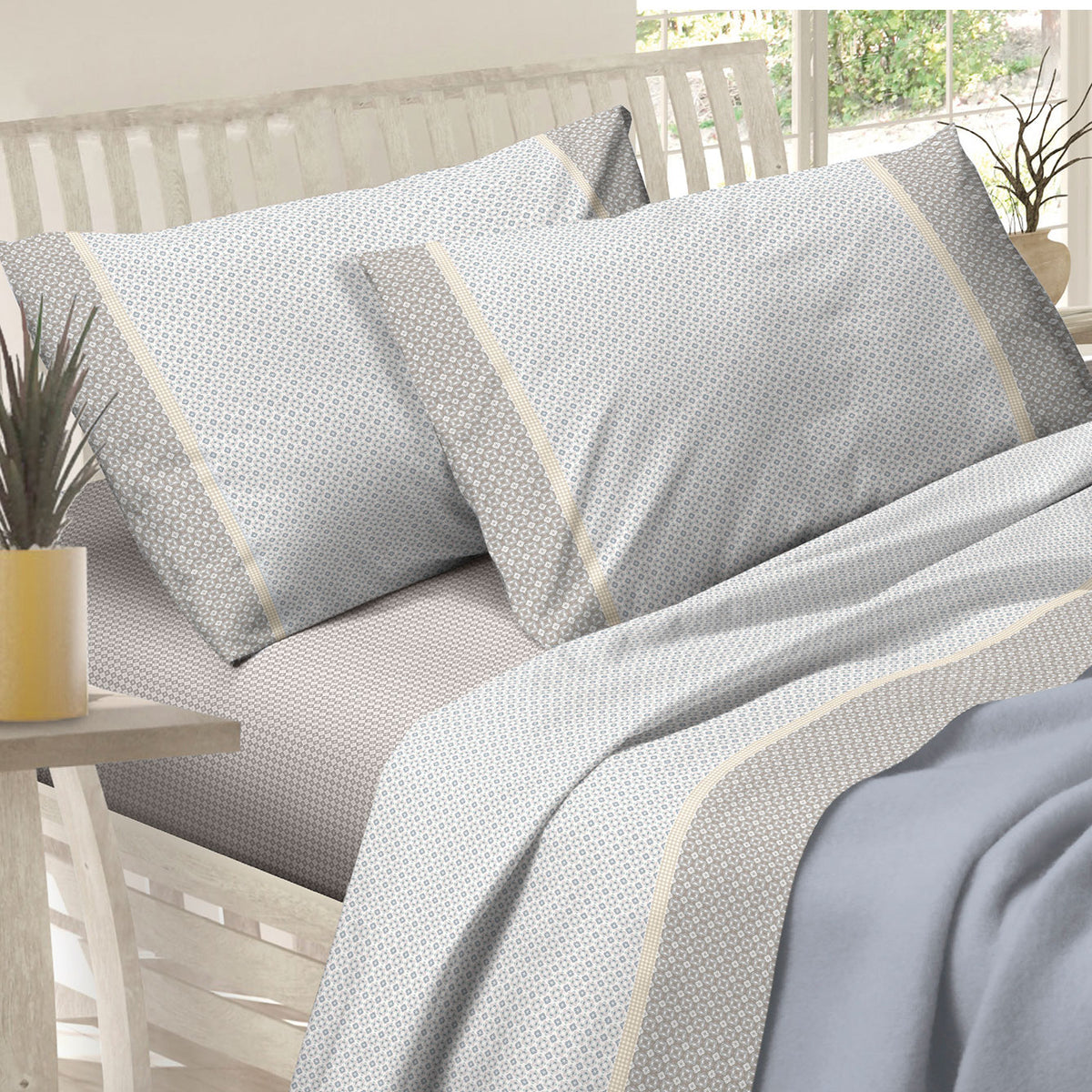 Completo Lenzuola letto matrimoniale 2 piazze cotone Preziosa alba 42 grigio