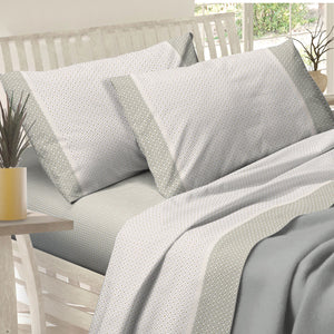 Completo Lenzuola letto matrimoniale 2 piazze cotone Preziosa alba 42 tortora