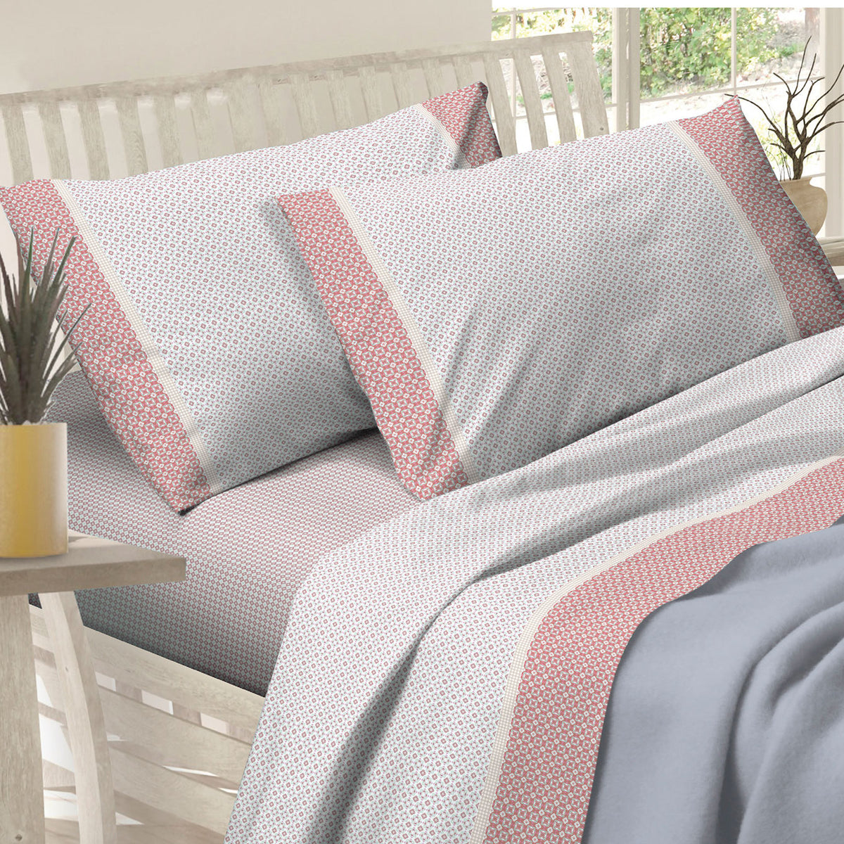 Completo Lenzuola letto matrimoniale 2 piazze cotone Preziosa alba 42 rosa