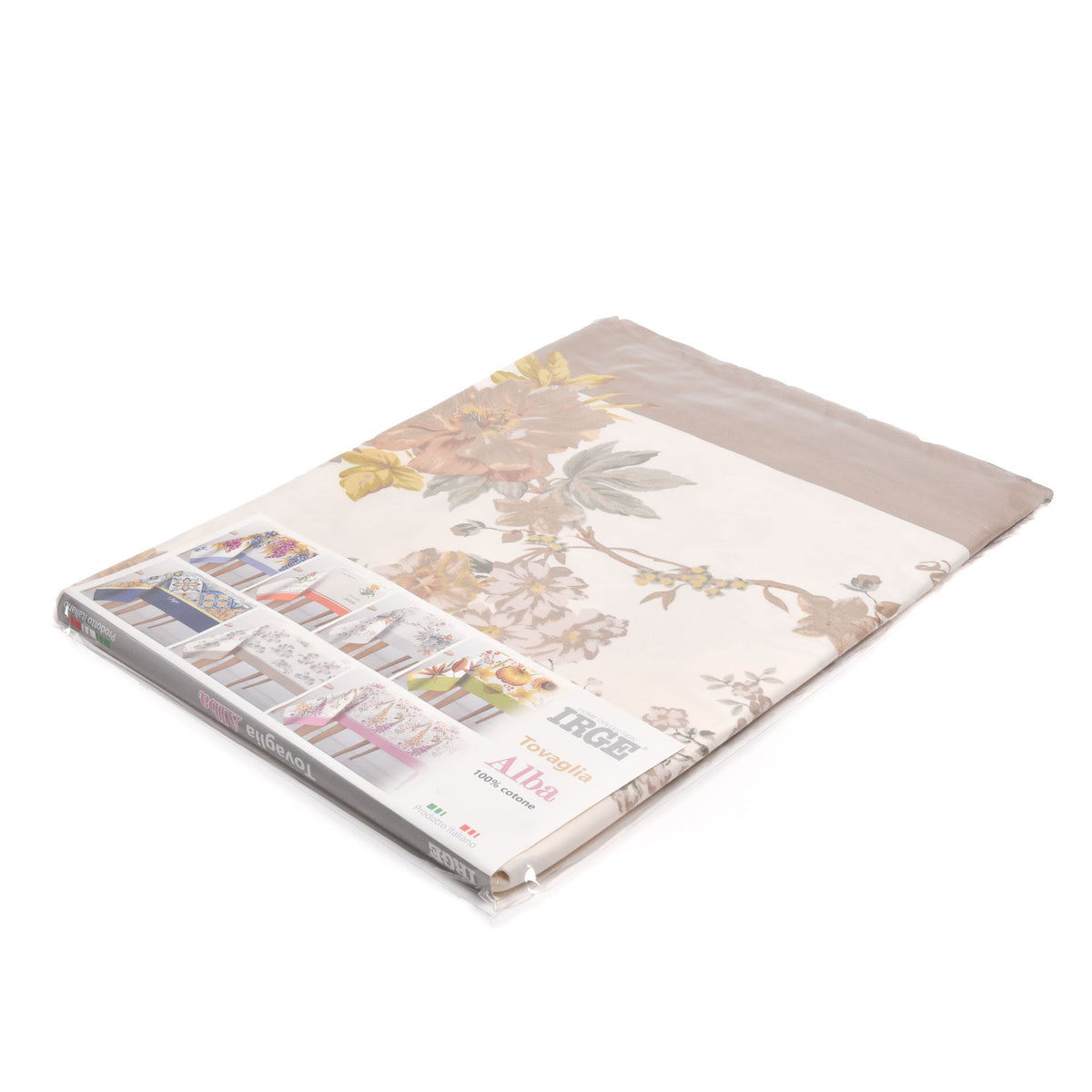 Tovaglia 100% cotone fiori Alba Camelia Irge beige sabbia