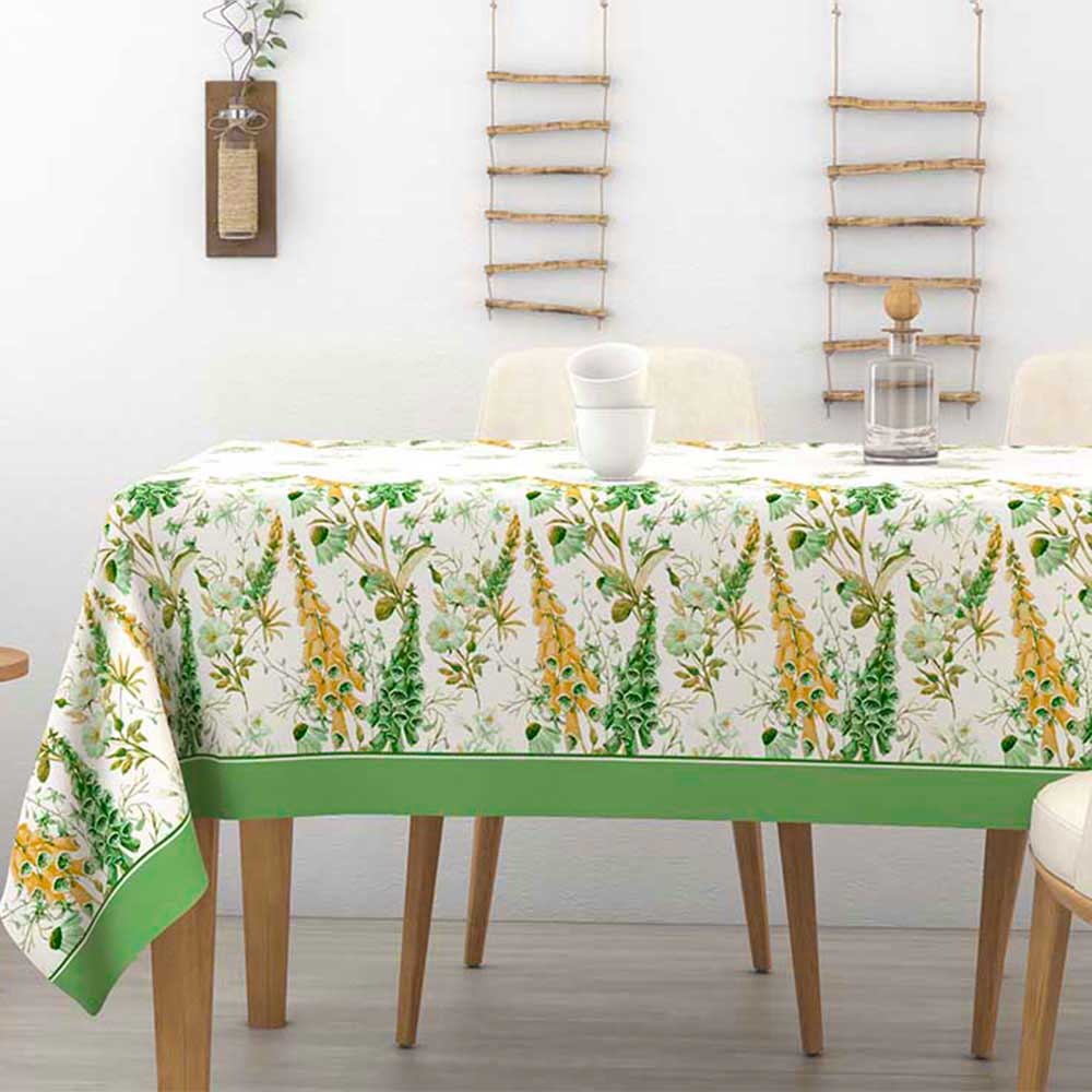 Tovaglia in cotone lavanda margherite Alba Vanilla Irge verde
