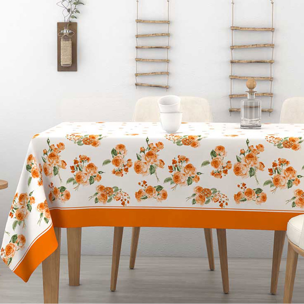 Tovaglia in cotone rose Alba Peonia Irge colore arancio