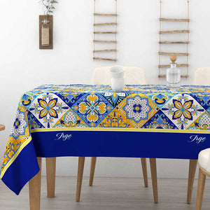 Tovaglia in cotone fantasia patchwork Alba Capri Irge blu