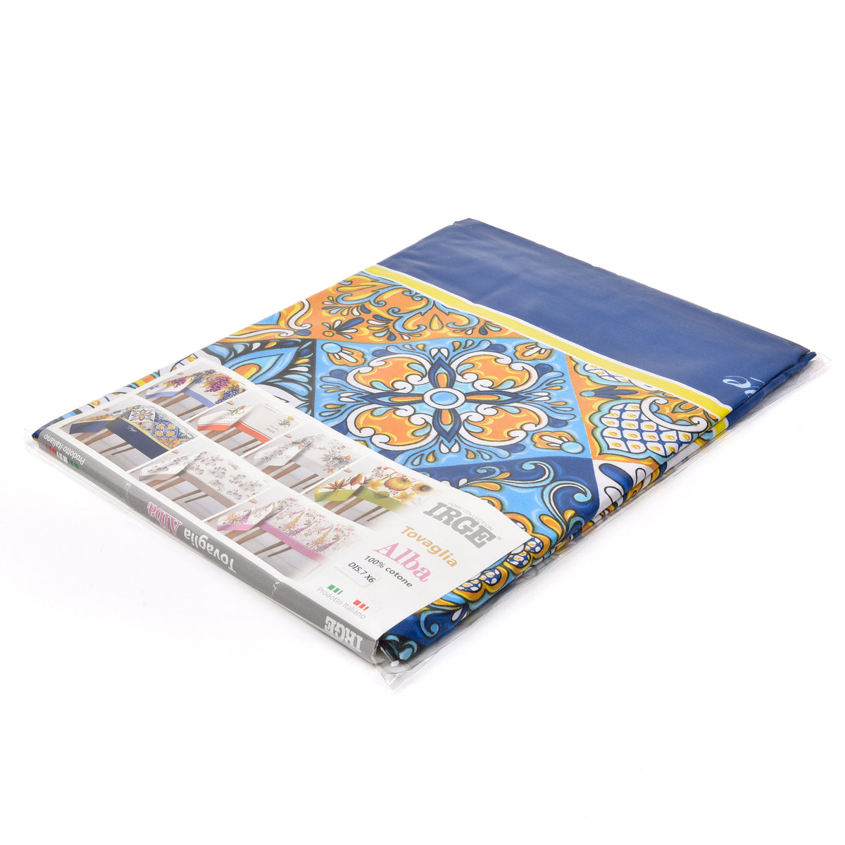 Tovaglia in cotone fantasia patchwork Alba Capri Irge blu
