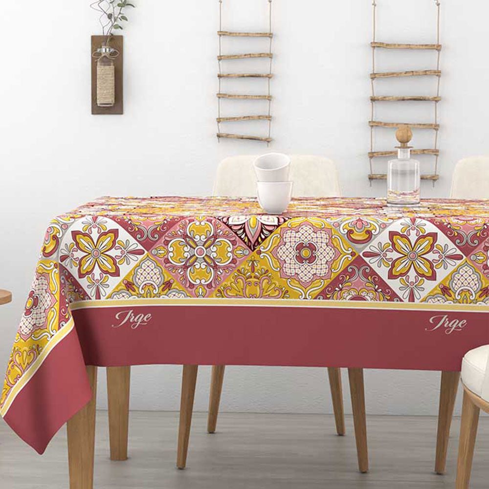 Tovaglia in cotone fantasia patchwork Alba Capri Irge rosa