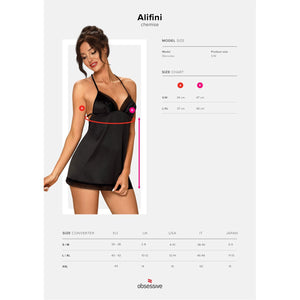 Sexy abito + perizoma Obsessive Alifini chemise e thong raso 2 pz.