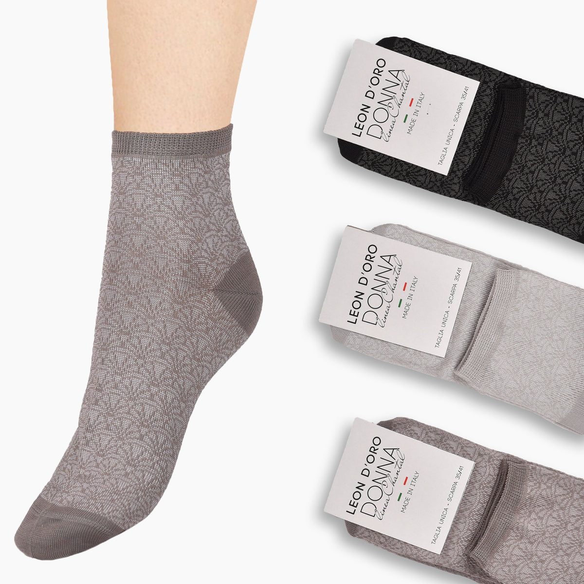 Calze donna Leon d'oro Amalia 527 Var B cotone assortite