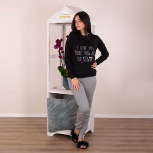 Pigiama donna Ambro nero grigio caldo cotone 610.21 serafino