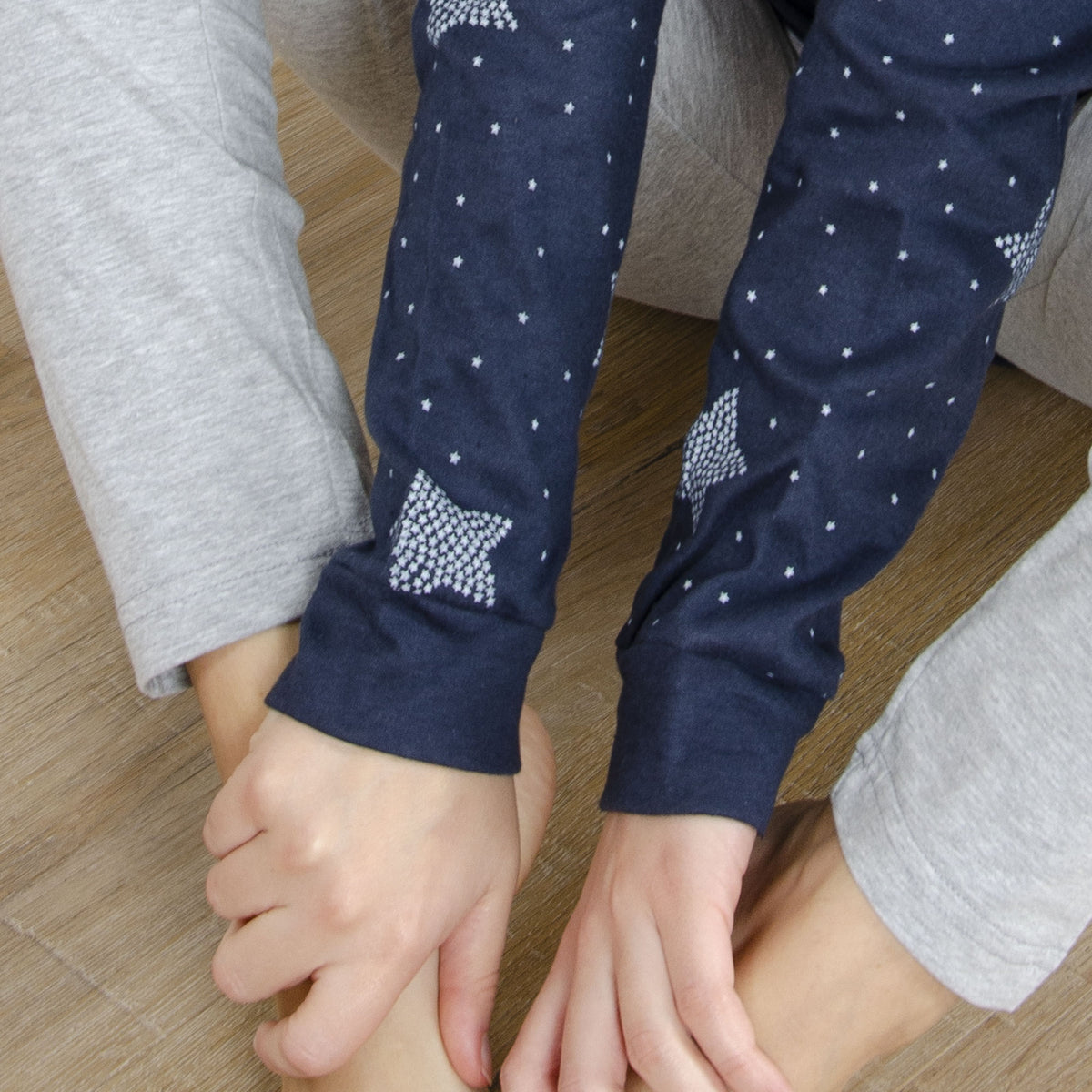 Maxi maglia leggings Ambro 611.21 donna blu stelle caldo cotone