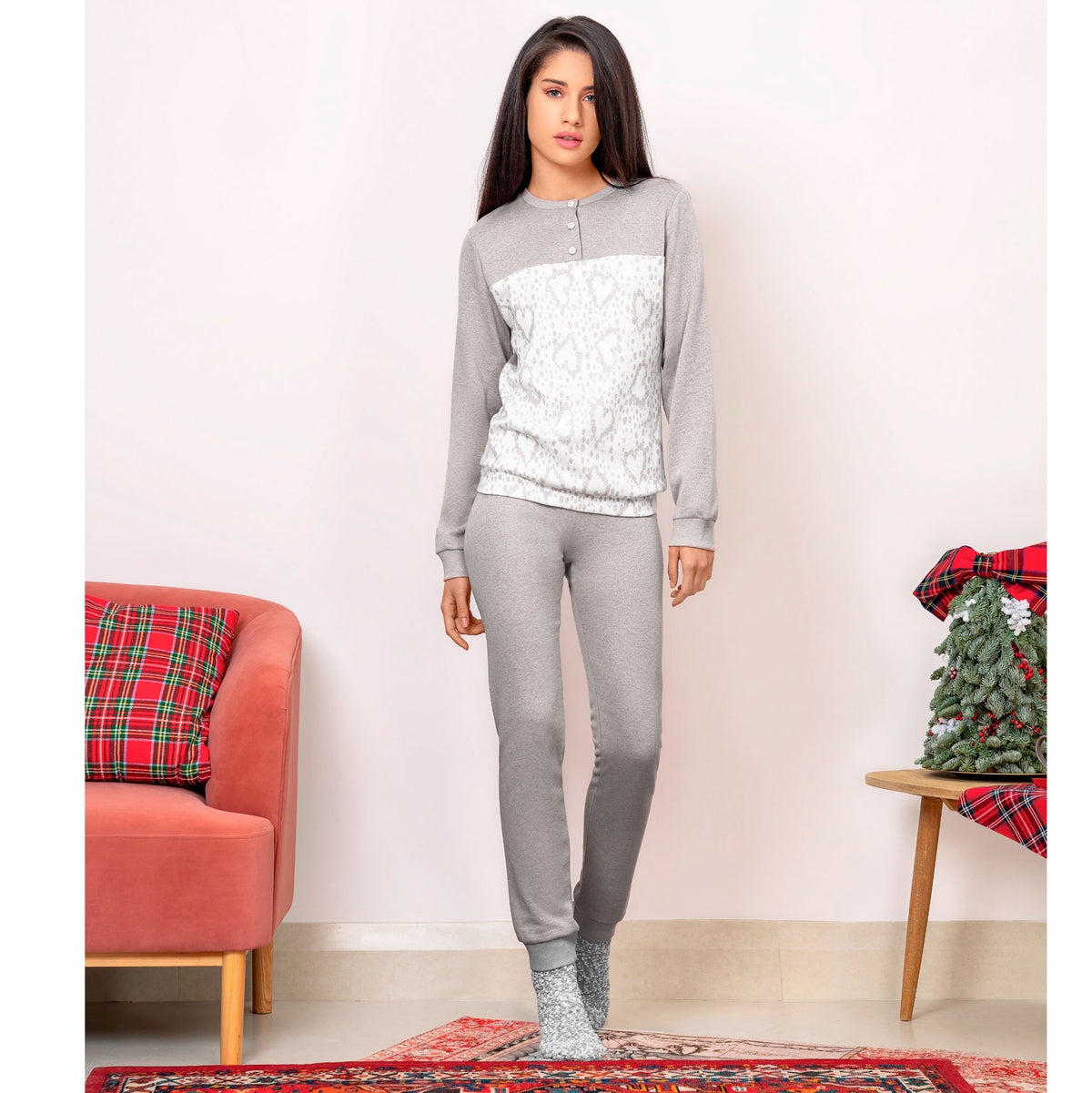 Pigiama donna Ambro AID650.21 punto milano grigio melange