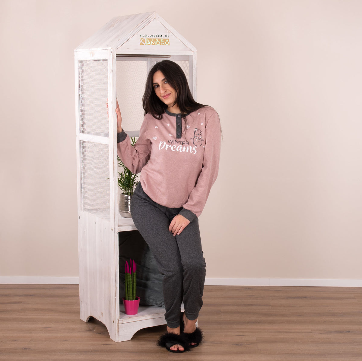 Pigiama donna Ambro  AID656.21 punto milano rosa cipria