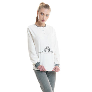 Pigiama donna Ambro caldo cotone D6009.22 bianco 