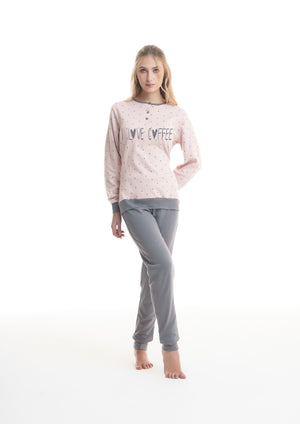 Pigiama donna Ambro caldo cotone D6002.22 rosa