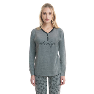 Pigiama donna Ambro caldo cotone D6005.22 grigio 