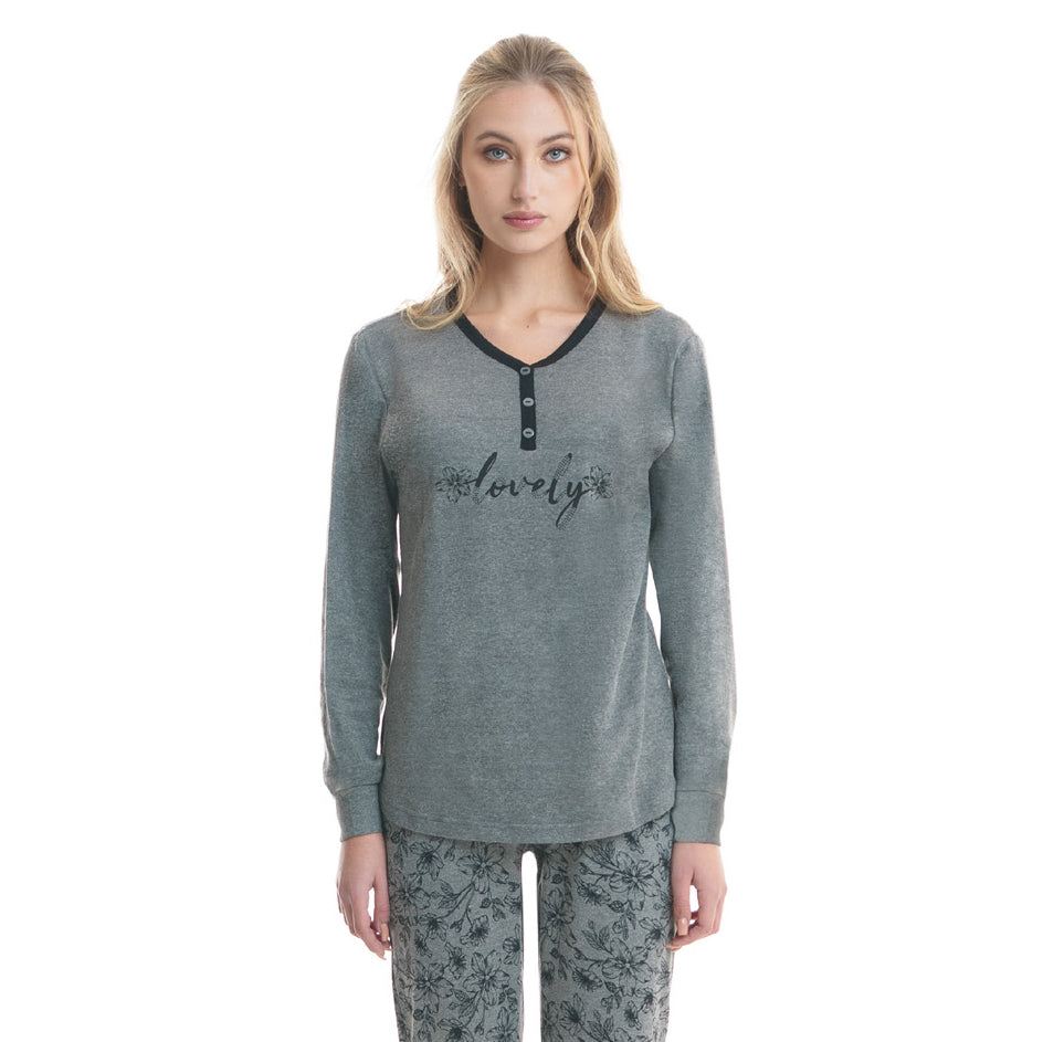 Pigiama donna Ambro caldo cotone D6005.22 grigio 