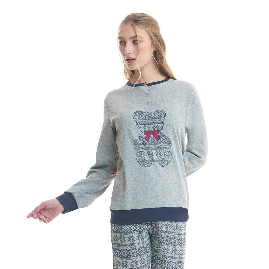 Pigiama donna Ambro caldo cotone D6001.22 grigio