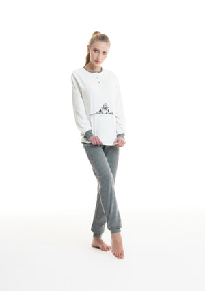 Pigiama donna Ambro caldo cotone D6009.22 bianco 