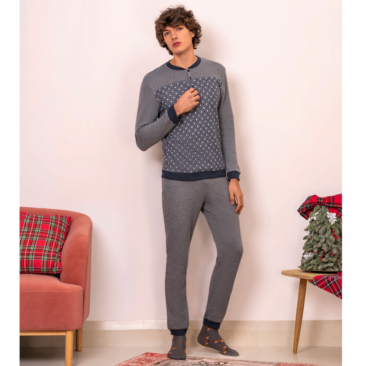 Pigiama uomo Ambro AIU856.21 punto milano grigio melange