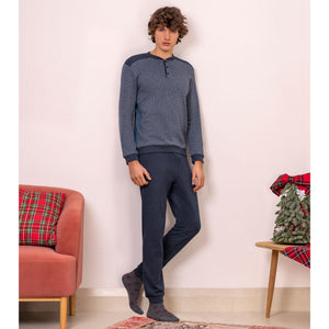 Pigiama uomo Ambro AIU858.21 punto milano blu melange